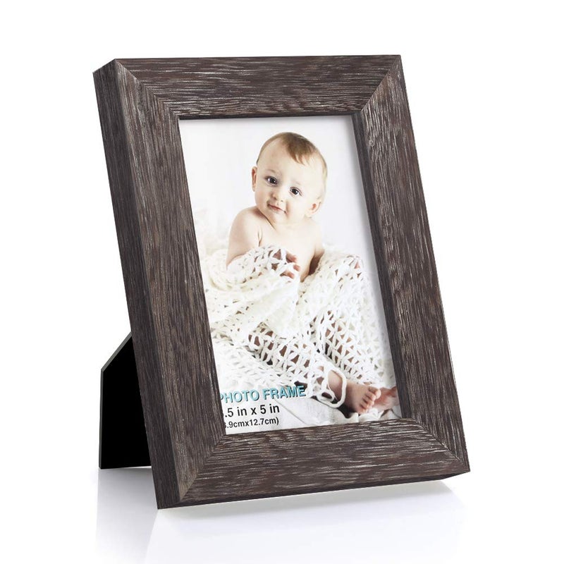 RPJC 3.5x5 inch Picture Frame Made of Solid Wood High Definition Glass for Table Top Display and Wall Mounting Photo Frame - Image 1